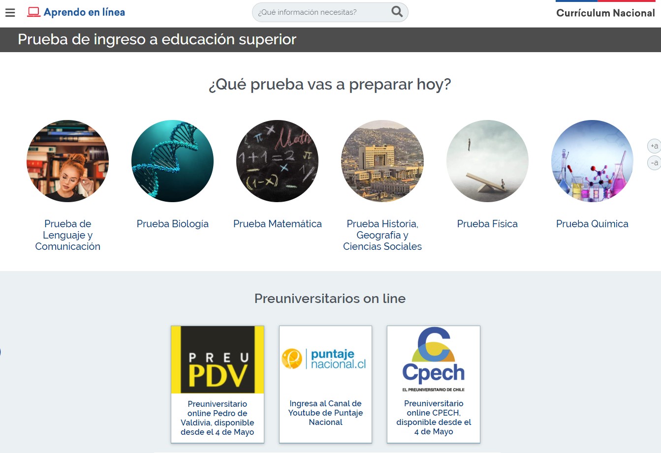 Preuniversitario online gratuito MINEDUC